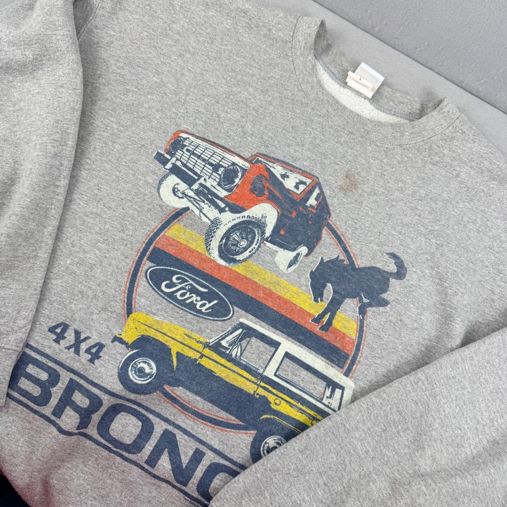 Junk Food Tees Ford‎ 4x4 Bronco Graphic Crewneck Sweatshirt Mens Large Gray